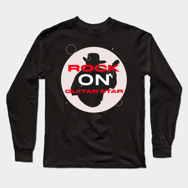 ROCK ON GUITAR STAR - RED Long Sleeve T-Shirt by alasher